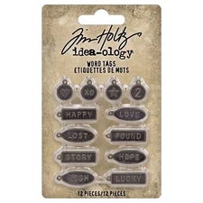 Idea-Ology Metal Word Tags-12/Pkg