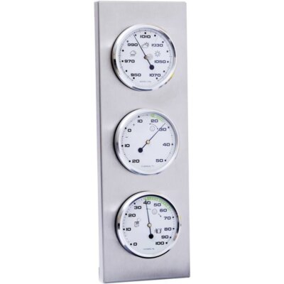 3-4013 THB197 Wetterstation aus Edelstahl mit Barometer Hygrometer und Thermo...