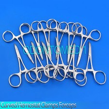 New Set of 12 Curved Hemostat Forceps 3.5" Locking Clamps Stainless Steel