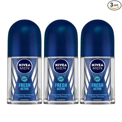 Nivea Men Fresh Active Roll On 50ml - Pack of 3