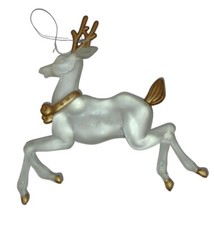 Clear Acrylic Reindeer Deer Gold Accents Christmas Holiday Tree Ornament 4"