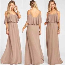 Show Me Your Mumu Caitlin Ruffle Maxi Dress Dune NEW US Size L