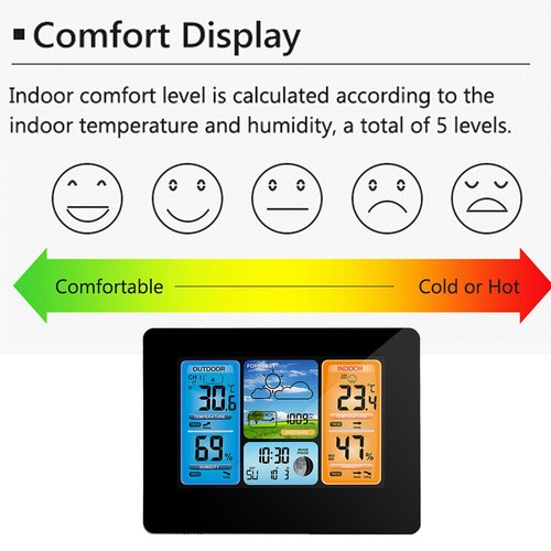 Wireless Weather Station Indoor Outdoor with Clock Calendar Thermometer UK - Picture 6 of 12