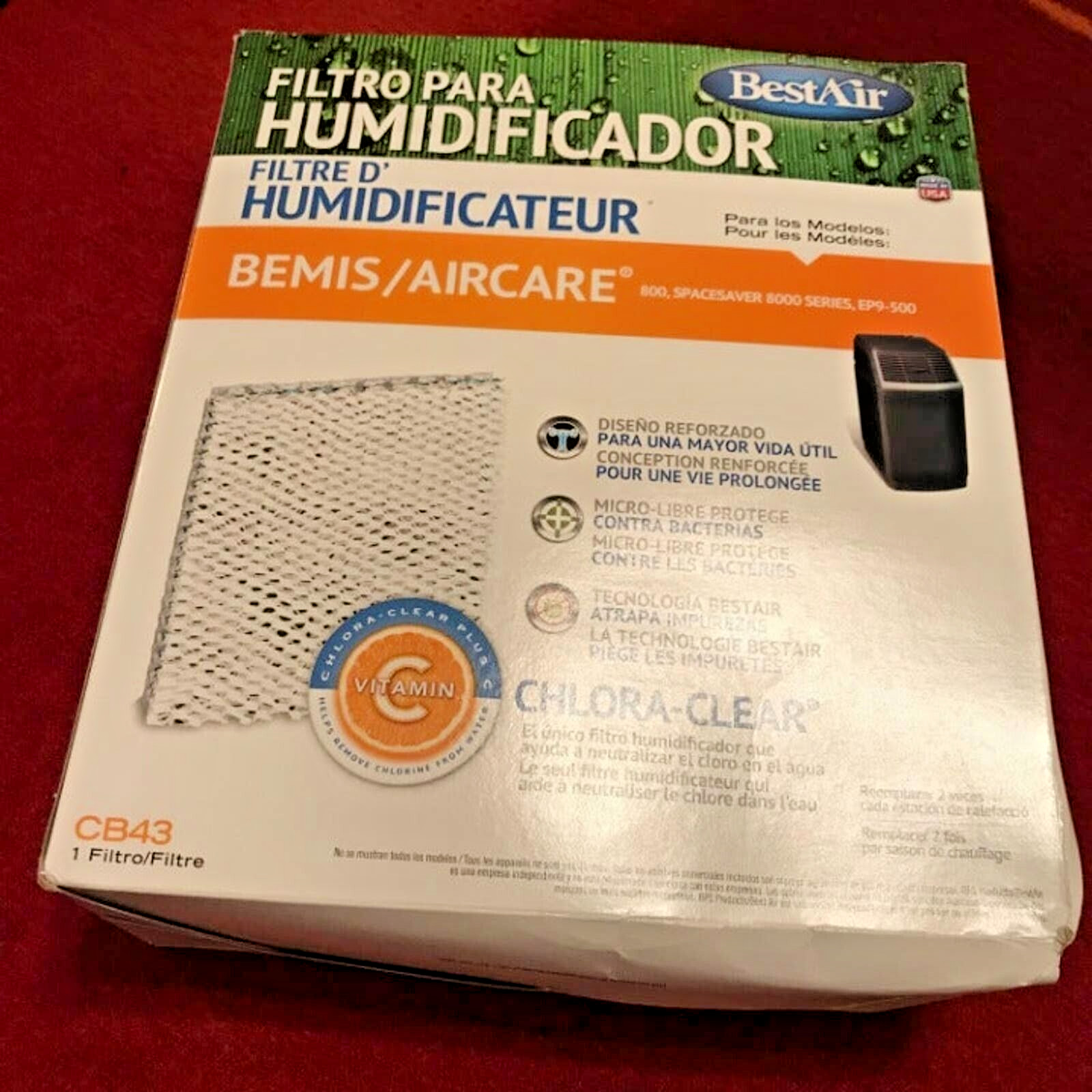 New BestAir CB43 Wick Humidifier Filter Models 800, Spacesaver 8000, EP9-500 USA