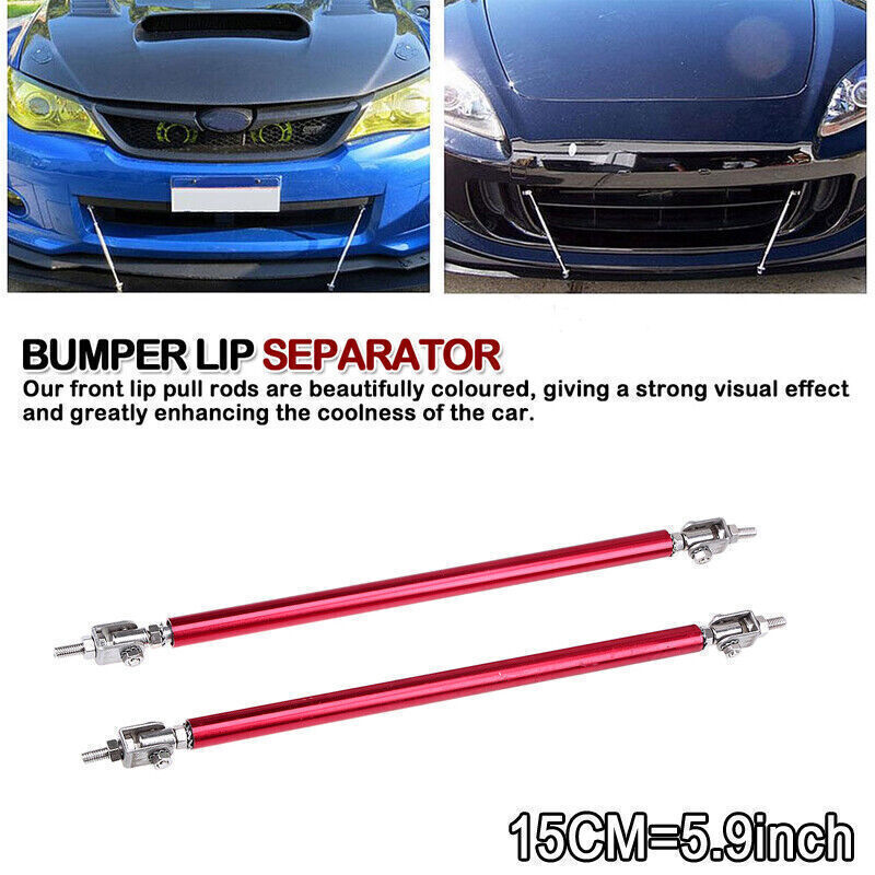 2X 15cm Red Adjustable Front Bumper Lip Splitter Support Rods Spoiler