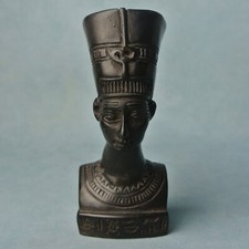 Egyptian Nefertiti Sculpture Statue Figurine Egypt Vintage Resin Carved Black
