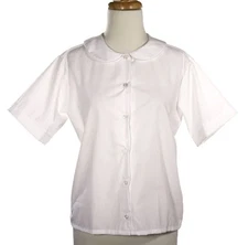 White Short Sleeve Peter Pan Collar Button Up Blouse Youth Size 8-10 - Hey Viv
