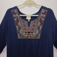 Knox Rose Embroidered Navy Blouson Top Womens...