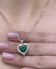 2.8ctw Real Emerald Heart Necklace Emerald Heart Diamond Pendant Jewelry women
