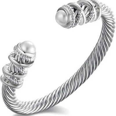 OSIRIDEH2 Elegant Twisted Cable Bangle Bracelet Large, Silver 