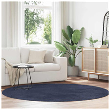 Image of Shaggy Rug Navy 200x200 cm High Pile Polyester Square Non-Slip Cozy Living Room