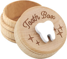 Wooden Tooth Fairy Box Dropped Tooth Keepsake Storage Box for Boys and Girls Cut