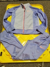 Nike Girls Size 6X Purple/Gray/Pink Colorblock 2pc Full Zip Jacket Pants Set