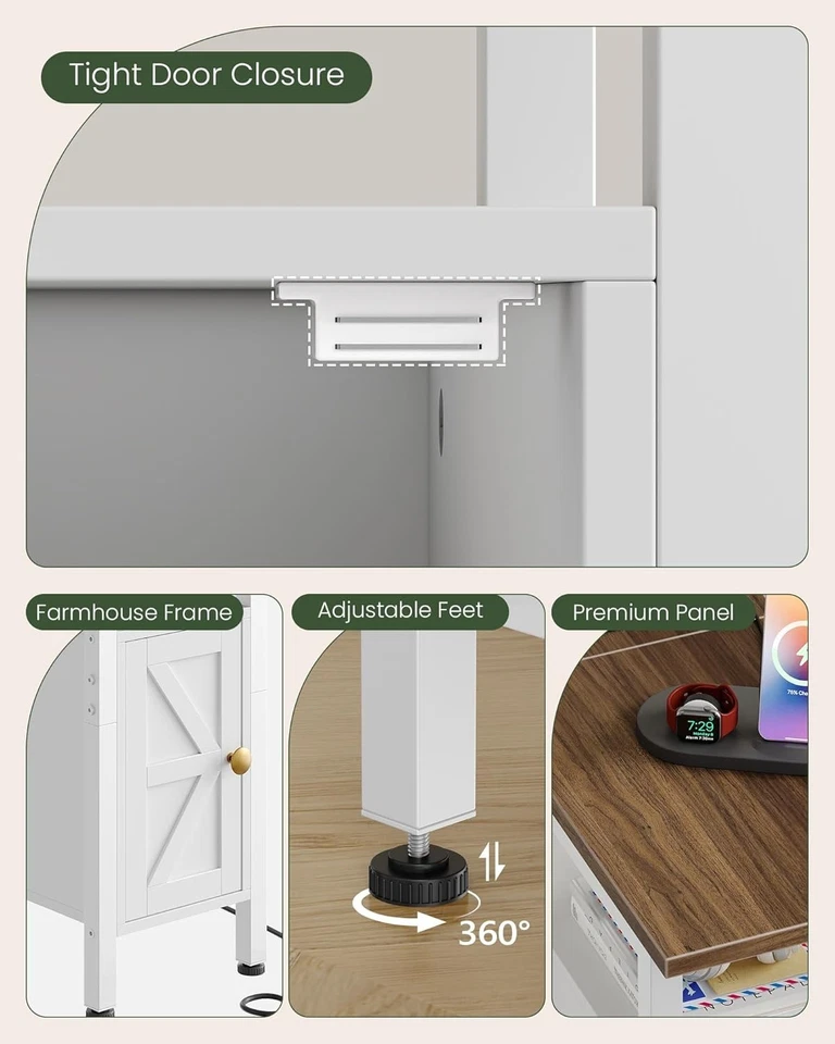 Farmhouse End Table, Narrow Side Table for Small Spaces, Slim Nightstand with... - Image 4 of 4