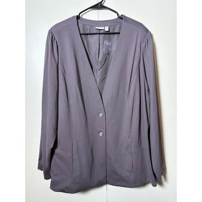 LOGO Lori Goldstein Nikki Blazer Jacket Purple Plus Size 3X Collarless Career