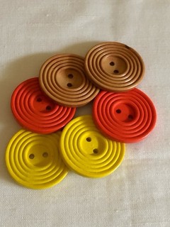 Mixed Lot Large Wooden 2 Hole Buttons X 6 As New