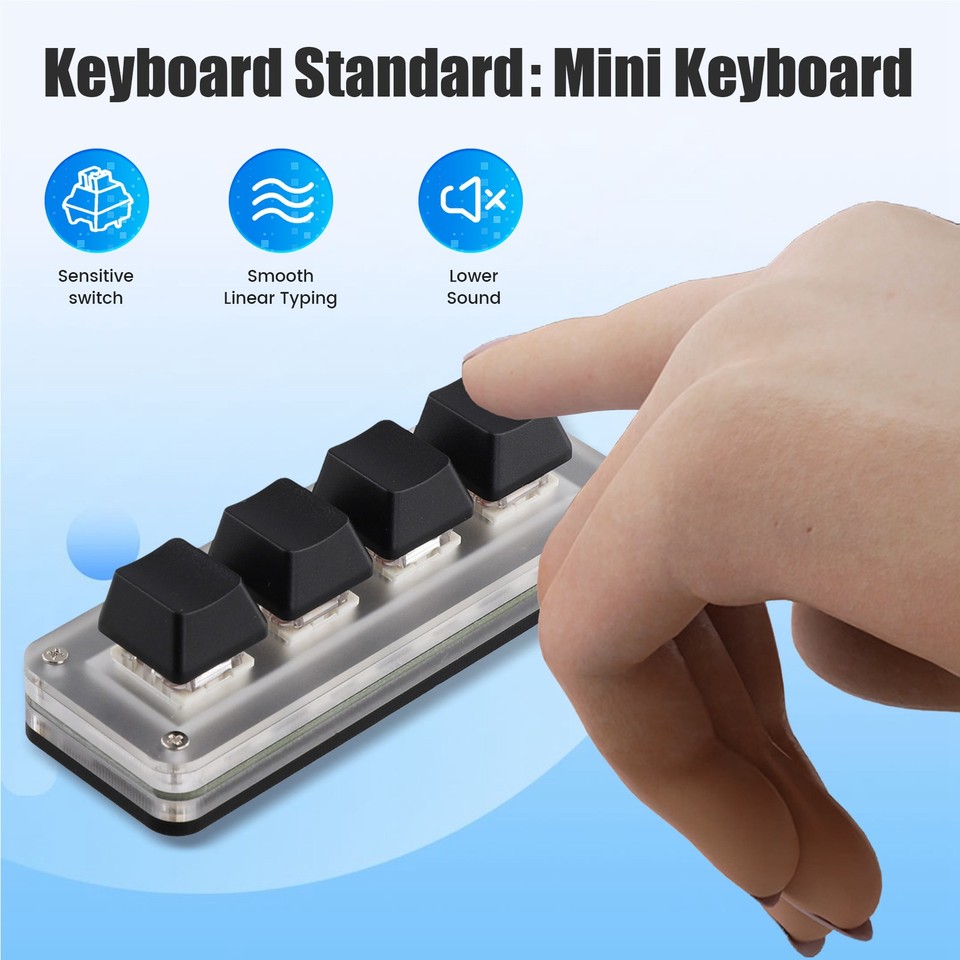 Programmimg Keyboards 2X(USB Programming Macro Custom Keyboard RGB 4 Keys Knob Gaming ...