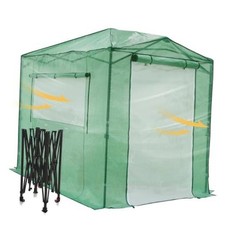 8x6 Portable Walk in Greenhouse, Pop Up Indoor Outdoor 8X6 CLEAR/GREEN/MESH