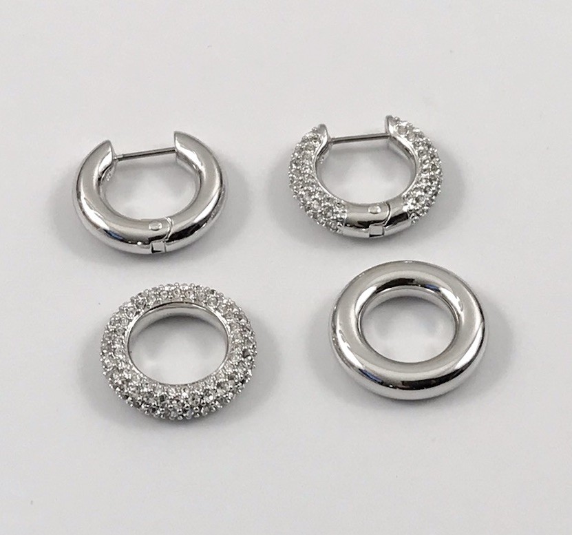 Swarovski Dextera Interlocking Hoop Earrings Rhod… - image 4