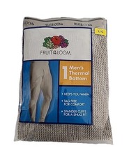 FRUIT OF THE LOOM MEN'S Gray THERMAL WAFFLE FABRIC BOTTOM/SIZE Large NEW