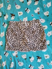 Justice Jeans Mini Denim Skirt Skort Animal Print Distressed Hem Y2K Girls