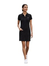 LACOSTE Black Stretch Cotton Pique Classic Polo Collared Button-Up Dress 40 - M