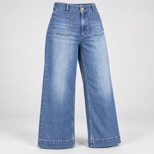 Maeve Anthropologie The Colette Wide Leg Crop Jeans Size 30 Medium Wash Stretch