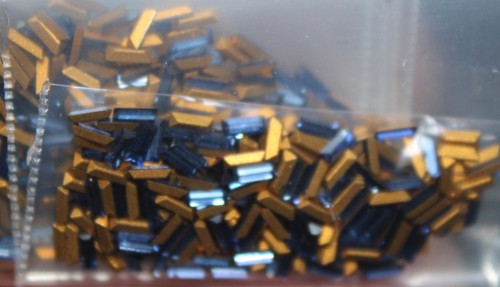 7-46. VINTAGE AUSTRIAN CRYSTALS 4X2MM SAPPHIRE BLUE BAGUETTES 24 PC LOT