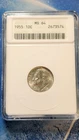 1955-S Roosevelt Dime 10c ANACS MS64 - Old White "Soapbox" Holder!!!