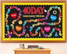 Spring Christian Bulletin Board Set: 40-Day Journey with Jesus Decor