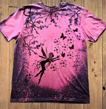 Fairy with Butterflies on Bleach T-Shirt with free Leather Keychain