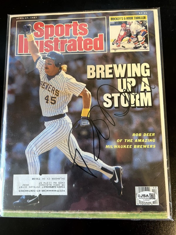BREWERS Rob Deer signed Sports Illustrated FULL Magazine - JSA