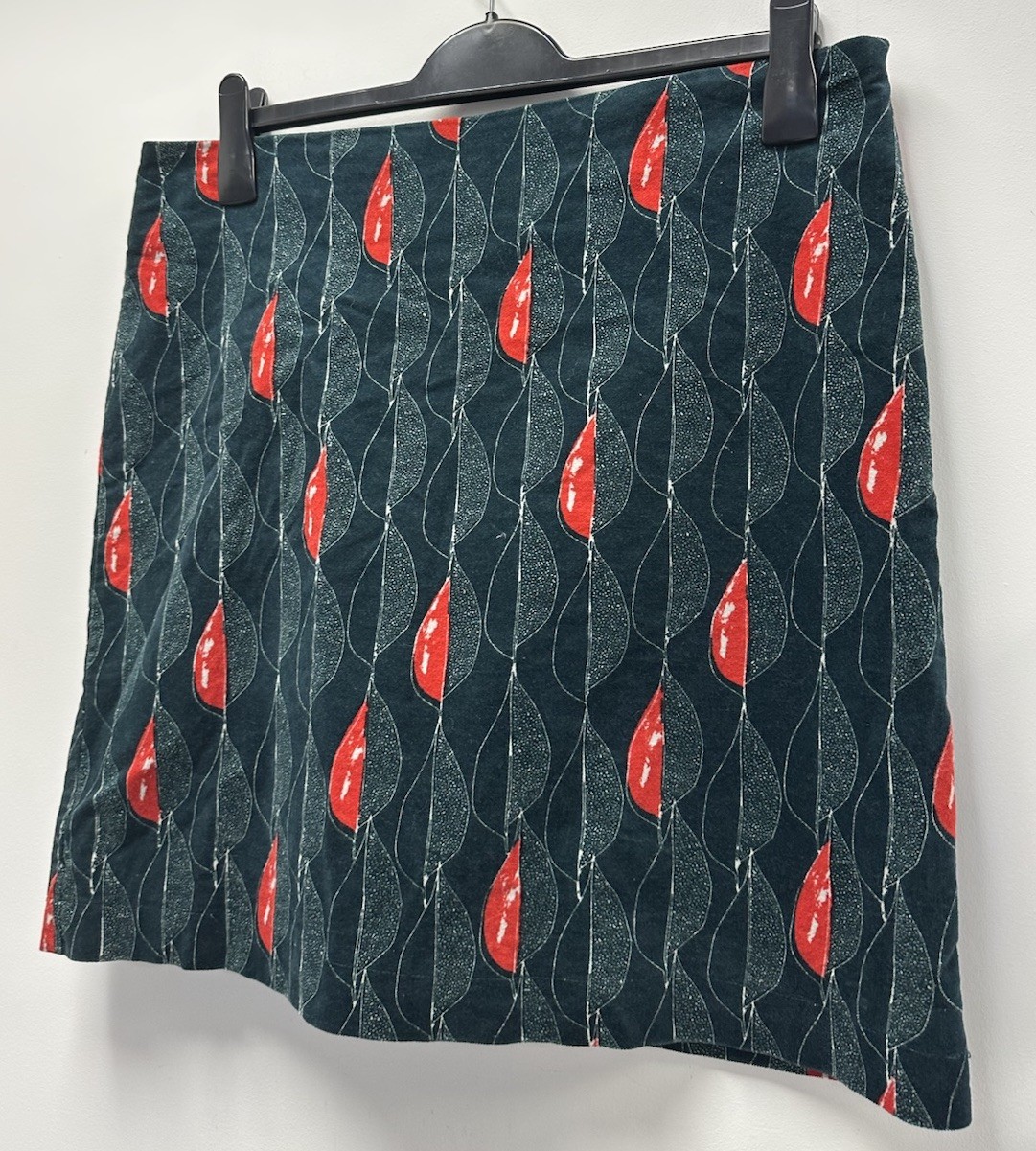 White Stuff Green Orange Pattern Soft Velour Skir… - image 3