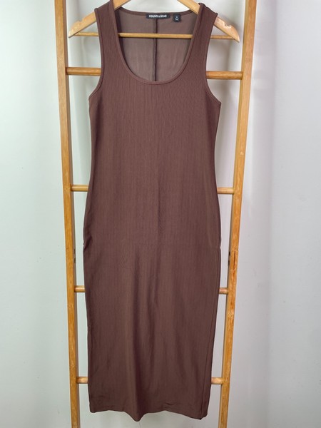 Country Road Dress Womens Extra Small Brown Rib Knit Bodycon Midi Sleeveless