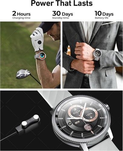Smart Watch For Men/Women Waterproof Round Smartwatch Bluetooth iPhone Samsung - Picture 7 of 8