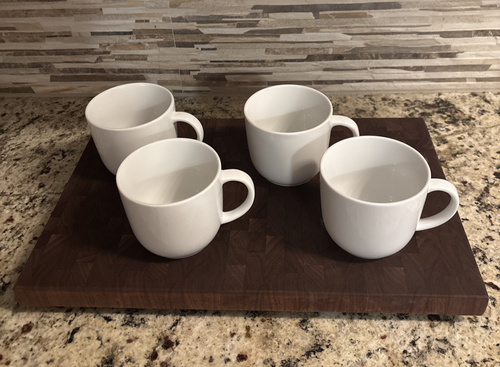 4 Crate & Barrel klassisch weiß Porzellan Kaffee 12 Unzen Becher Tassen Monno-Bangladesch - Bild 1 von 6