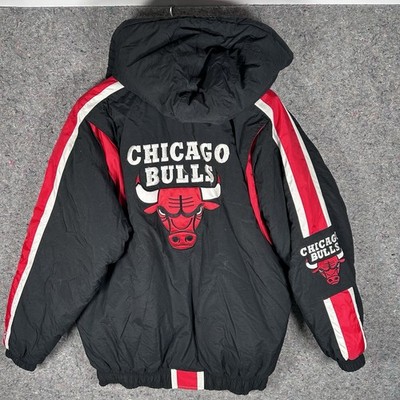 Vintage Chicago Bulls NBA Starter Parka Jacket Mens Large Hooded Puffer Coat