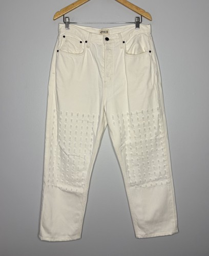 Ética Bryce High Rise Boyfriend Straight Leg White Laser Vortex Jean Size 30