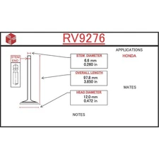 ITM Engine Components RV9276 Engine Intake Valve For 80 Honda Civic