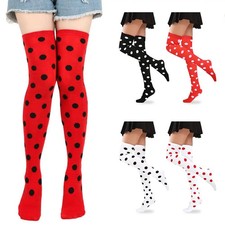 Funny Polka Dot Thigh High Stockings Ladybug 80s 90s Knee High Socks Long Boot