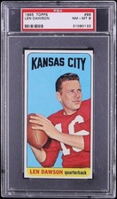 1965 Topps FB Card # 99 Len Dawson Kansas City Chiefs HOF SP PSA 8 NM-MT