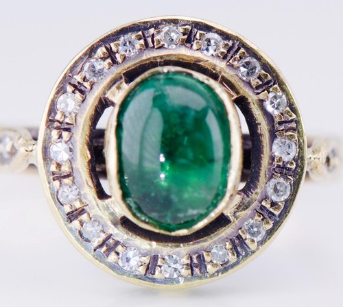 Ancien Art-Deco 18k Anneau Or Français Lacloche Frères Émeraude Diamant c1930's - Photo 1 sur 15