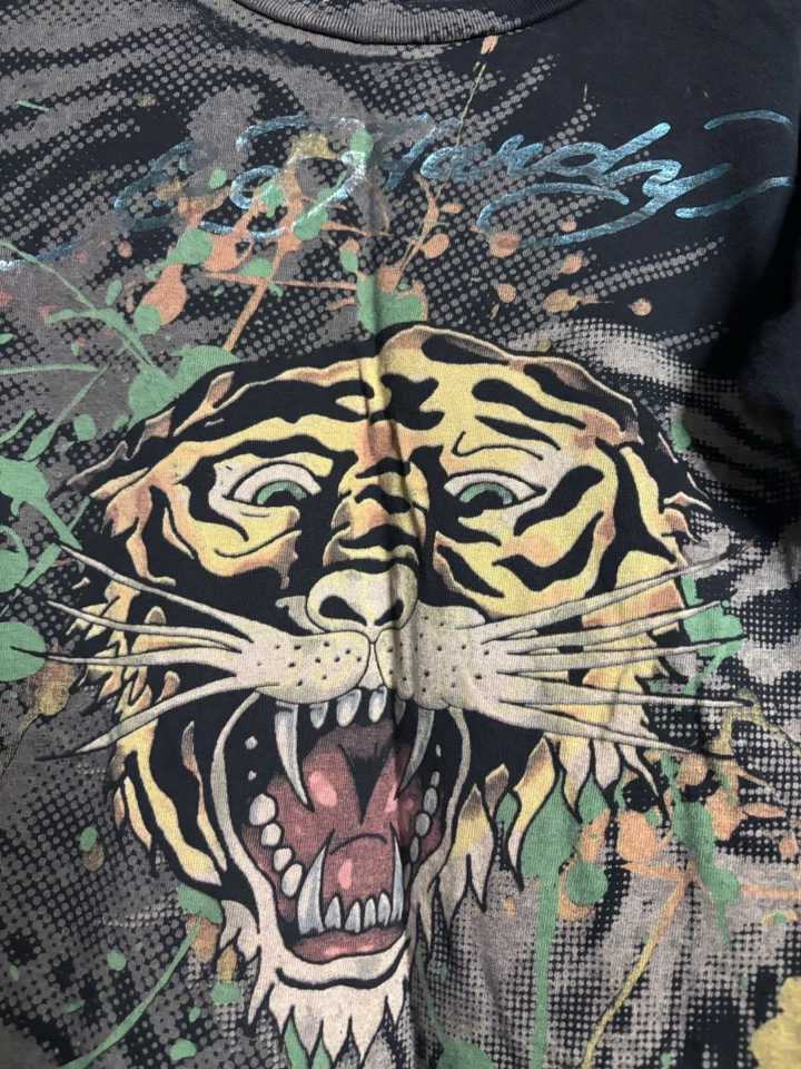 Camisa De Colección Y2K Niños Don Ed Hardy Tiger Gráficos En Capas Talla 4/5 Rara Años 2000 Foto 2 de 4