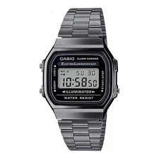 Casio A168WGG-1A Men's Vintage Gunmetal Band Illuminator Chronograph Alarm Watch