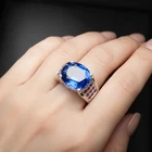 Luscious Royal Blue Sapphire 12Ct 925 Sterling Silver White Gold Rings Size 9