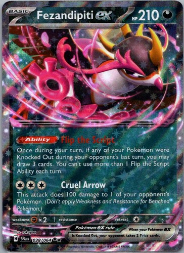 Pokemon TCG Fezandipiti ex 038/64 Shrouded Fable Holo NM