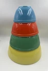 4 Vtg PYREX Primary Colors Mixing Bowls Complete Set 401,402, 403, 404 VGUC-Read