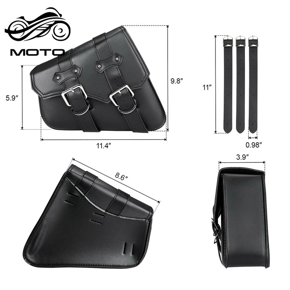 For Sportster 883 PU Leather Motorcycle Saddle Bags Saddlebag Luggage Bag - Image 4 of 4