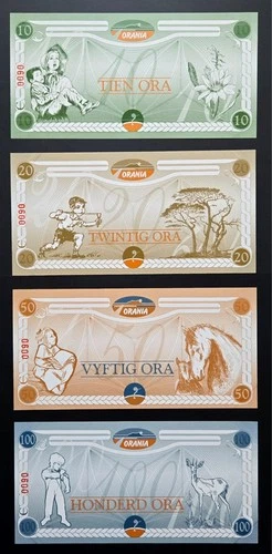 South Africa ORANIA 10 20 50 100 Ora Series C Banknote Set AU-UNC SERIAL MATCH