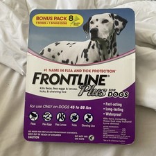 FRONTLINE Plus Flea and Tick Dog Treatment - 45-88 lb, 8 Doses 1491066 New